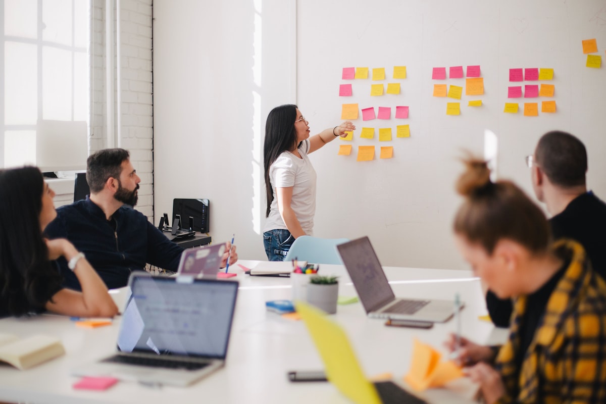 Business team collaborating together in a meeting room